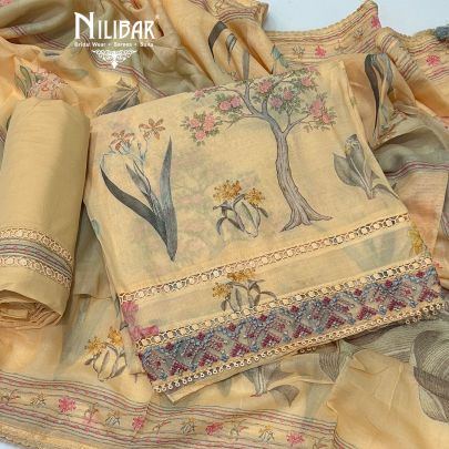 Yellow Cotton Unstitched Suit