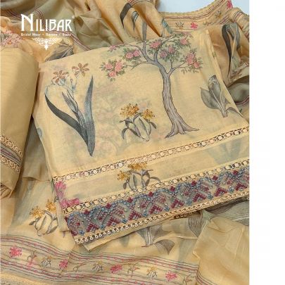 Yellow Cotton Unstitched Suit