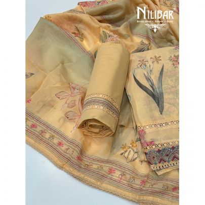 Yellow Cotton Unstitched Suit