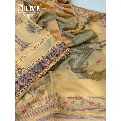 Yellow Cotton Unstitched Suit