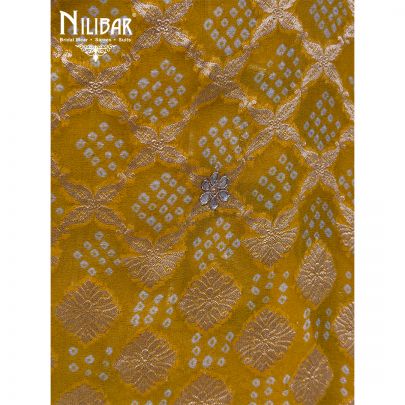 Yellow Embroidered Chinon Bandhani Dupatta