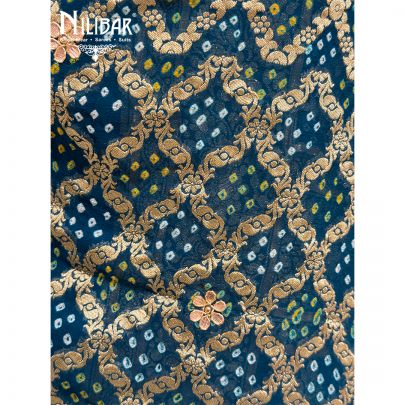 Blue Embroidered Chinon Bandhani Dupatta