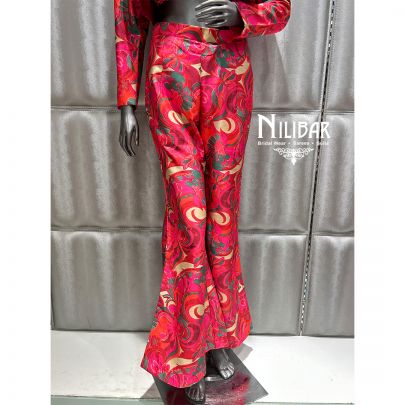 Bright Pink Silk Crop Top With Short Jacket Set