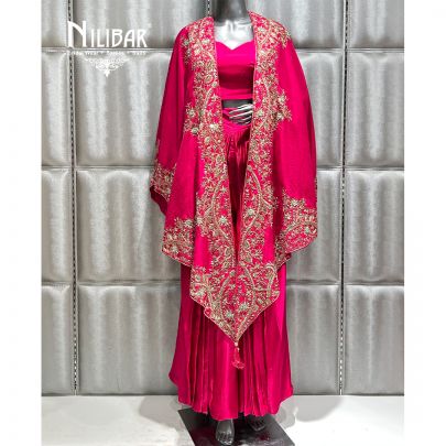 Magenta Pink Silk Cape Style Set