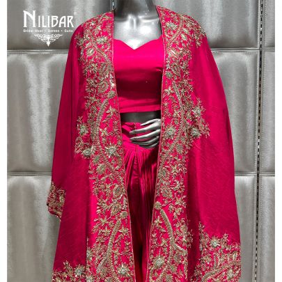 Magenta Pink Silk Cape Style Set