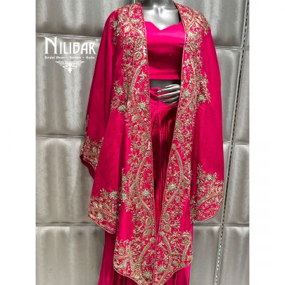 Magenta Pink Silk Cape Style Set
