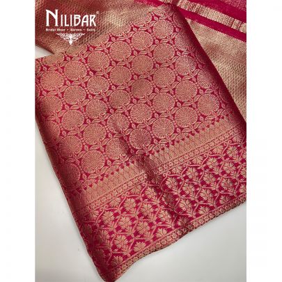 Magenta Pink Khinkhwab Silk Unstitched Suit