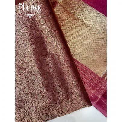 Purple Wine Khinkhwab Silk Unstitched Suit