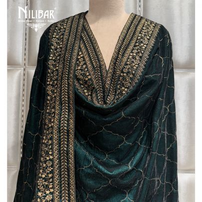 Green Embroidered Velvet Dupatta
