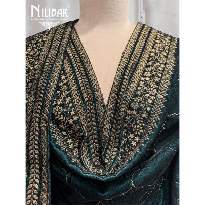 Green Embroidered Velvet Dupatta