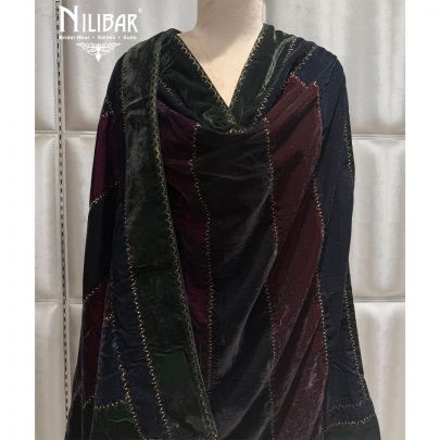 Multicolor Embroidered Velvet Dupatta