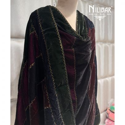 Multicolor Embroidered Velvet Dupatta