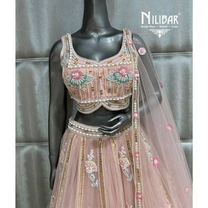 Pale Pink Net Lehenga