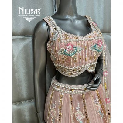 Pale Pink Net Lehenga