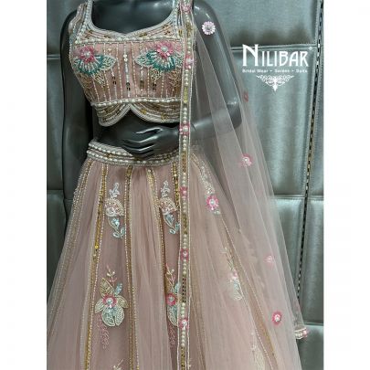 Pale Pink Net Lehenga