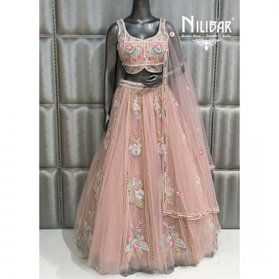 Pale Pink Net Lehenga