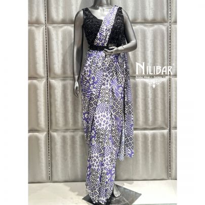 Purple Chinon Drape Saree