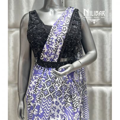 Purple Chinon Drape Saree