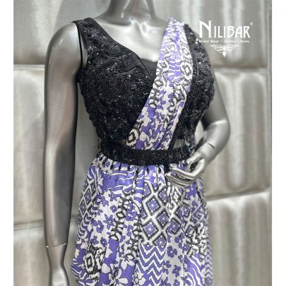 Purple Chinon Drape Saree