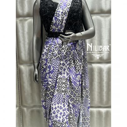 Purple Chinon Drape Saree