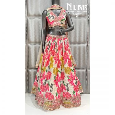 Multicolor Crepe Casual Lehenga