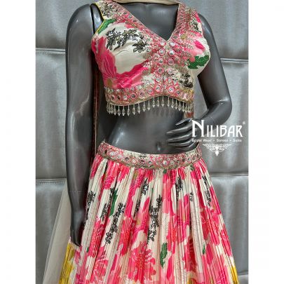 Multicolor Crepe Casual Lehenga