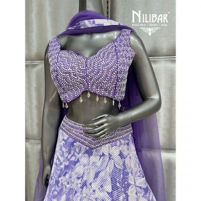 Purple Crepe Casual Lehenga