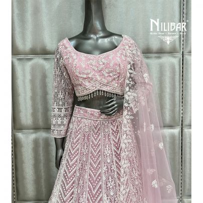 Baby Pink Net Casual Lehenga