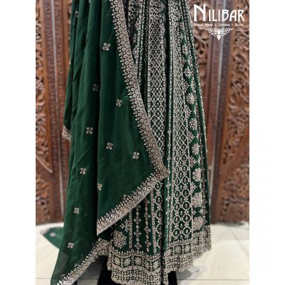 Bottle Green Georgette Anarkali Suit