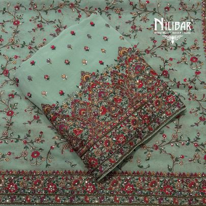 Light Green Georgette Unstitched Suit