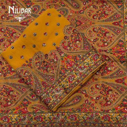 Mustard Georgette Unstitched Suit