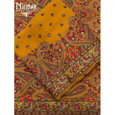 Mustard Georgette Unstitched Suit