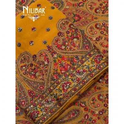 Mustard Georgette Unstitched Suit