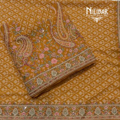 Mango Orange Georgette Unstitched Suit