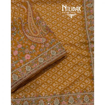 Mango Orange Georgette Unstitched Suit