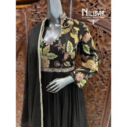 Black Chinnon Anarkali Suit