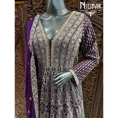 Violet Georgette Anarkali Suit