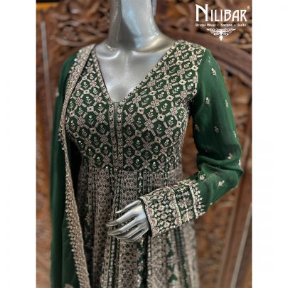 Bottle Green Georgette Anarkali Suit