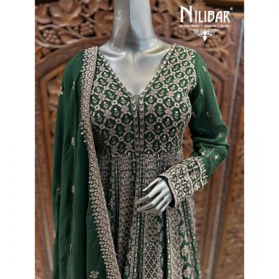 Bottle Green Georgette Anarkali Suit