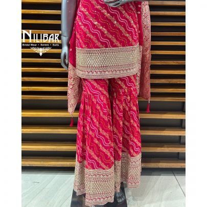 Rani Pink Georgette Garara Suit