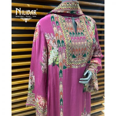 Rose Pink Crepe Kaftan Style Palazzo Suit