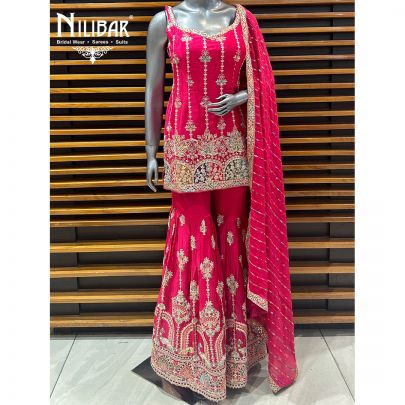 Bright Pink Silk Garara Suit