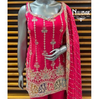 Bright Pink Silk Garara Suit