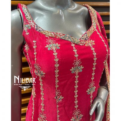 Bright Pink Silk Garara Suit