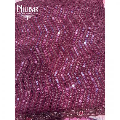 Wine Georgette Unstitched Suit With Organza Dupatta