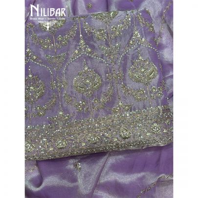 Lilac Tissue Unstitched Suit With Organza Dupatta