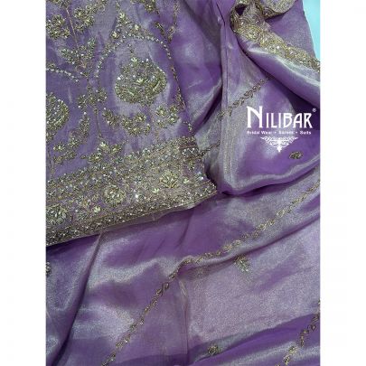 Lilac Tissue Unstitched Suit With Organza Dupatta