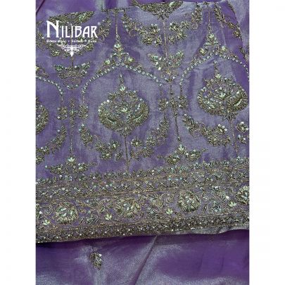 Lilac Tissue Unstitched Suit With Organza Dupatta