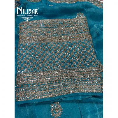 Sky Blue Lamé Silk Unstitched Suit