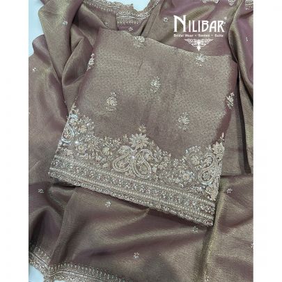 Rose Gold Lamé Tissue Unstitched Suit